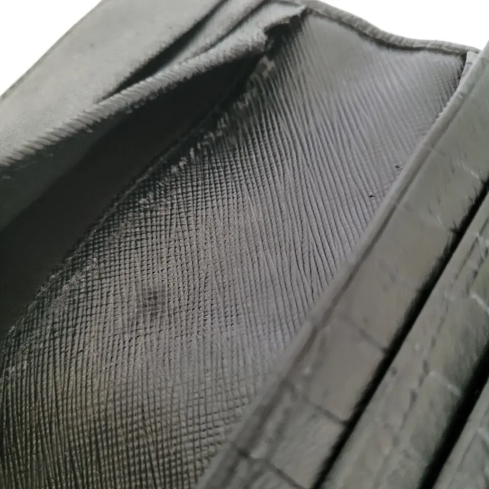 COACH Signature C Black Canvas Faux Leather‎ Bifold Continental Wallet Women's